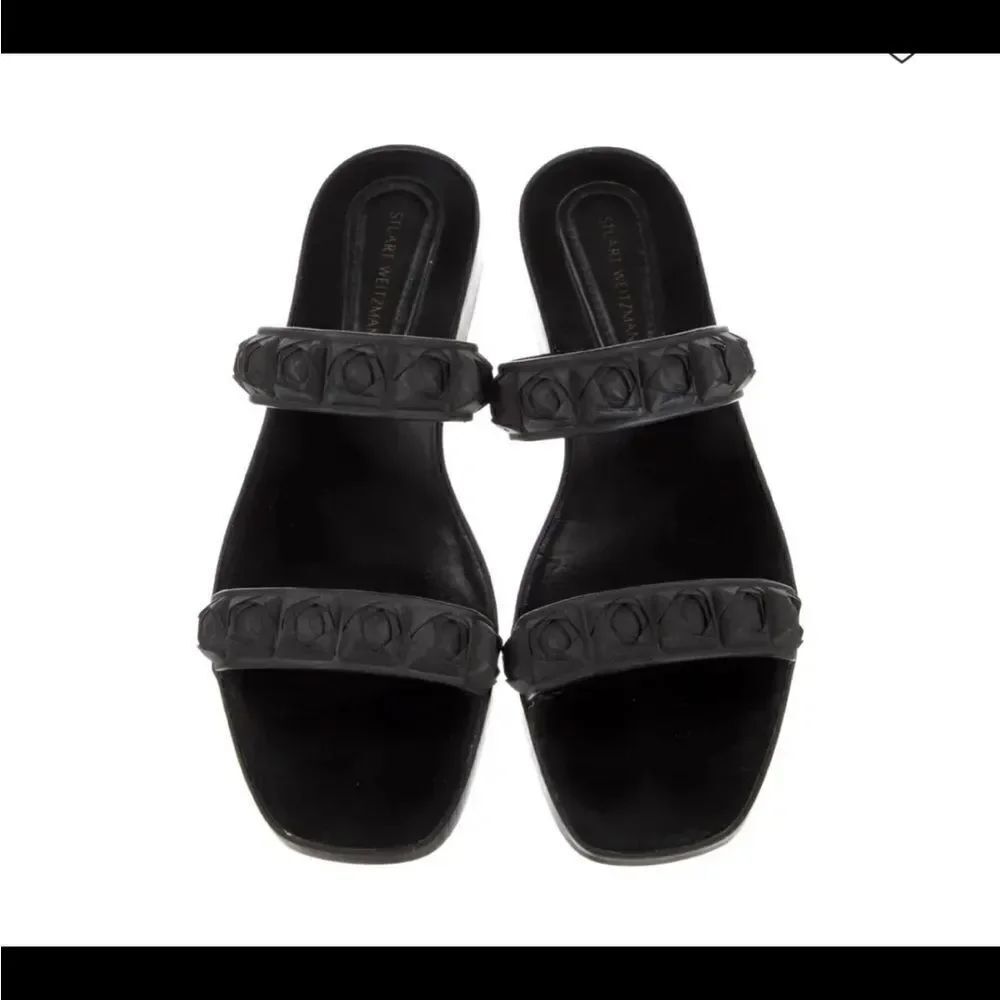 Stuart weitzman black rosita dual strap slide sandals